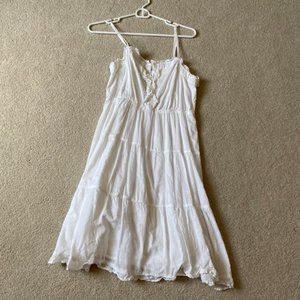 Old Navy White Cotton Ruffle Dress Sz S